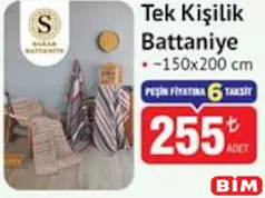 SARAR TEK KİŞİLİK BATTANİYE fiyat ve kampanya bilgisi